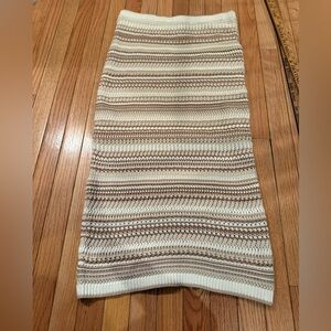 Rachel Zoe Cream and Brown Striped Crochet Boho Festival  Skirt